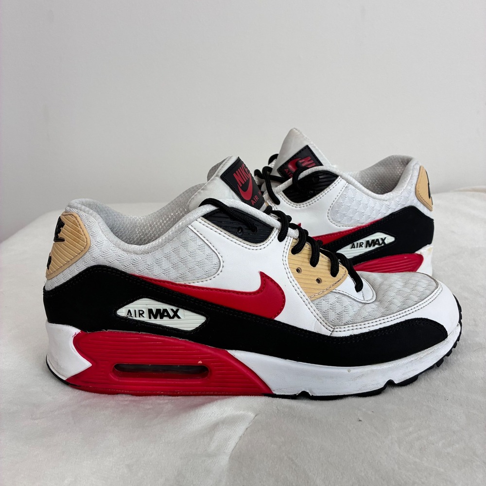 Nike Air Max 90 Essential White University Red Black BV2522-100 Mens 10